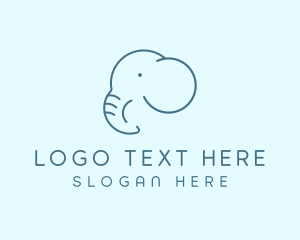 Blue - Wildlife Elephant Monoline logo design