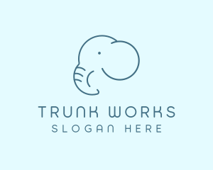 Trunk - Wildlife Elephant Monoline logo design