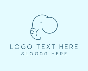 Mint Green - Wildlife Elephant Monoline logo design