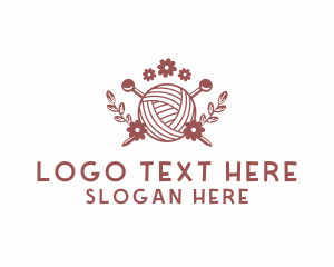 Knitting - Flower Knit Yarn logo design