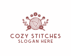 Knitting - Flower Knit Yarn logo design