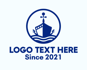 Blue - Nautical Anchor Ship logo design