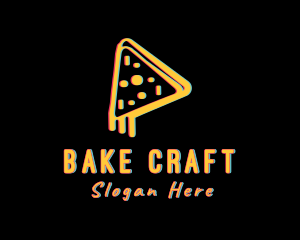 Pizza Slice Glitch logo design