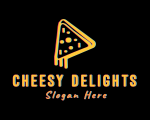 Cheesy - Pizza Slice Glitch logo design