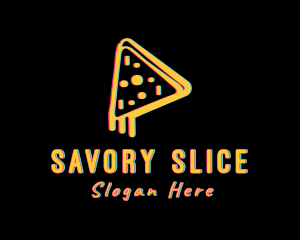 Pizza Slice Glitch logo design