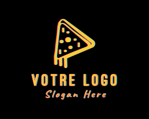 Snack - Pizza Slice Glitch logo design