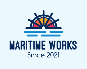 Marine Sunset Wheel logo design