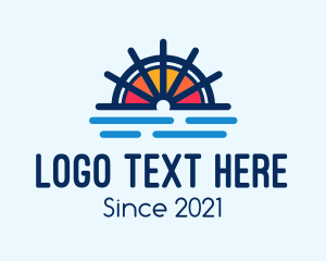 Cruise Ship - Marine Sunset Wheel logo design