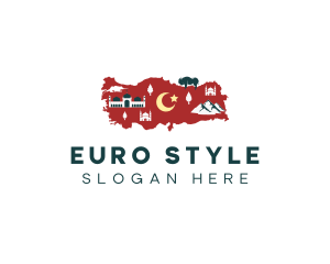 Europe - Turkey Travel Map logo design