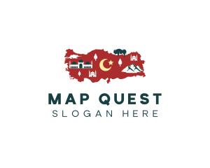 Turkey Travel Map logo design