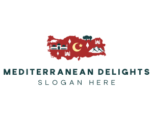 Mediterranean - Turkey Travel Map logo design
