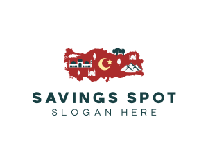 Turkey Travel Map logo design