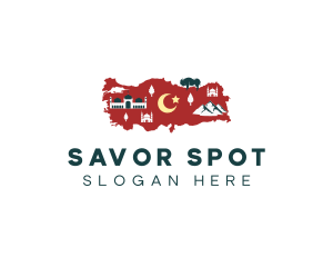 Turkey Travel Map logo design