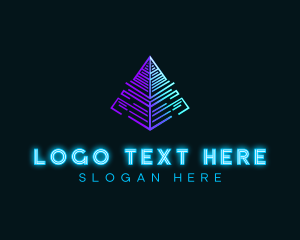 Electronic - Pyramid Neon Traingle logo design