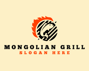 Fish Grill Flame logo design