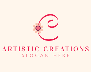 Creations - Pink Flower Letter C logo design