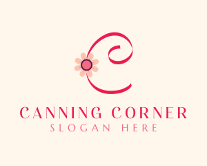 Pink Flower Letter C logo design