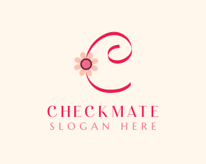 Pink Flower Letter C logo design