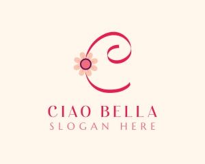 Pink Flower Letter C logo design