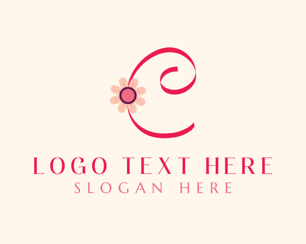 Script - Pink Flower Letter C logo design