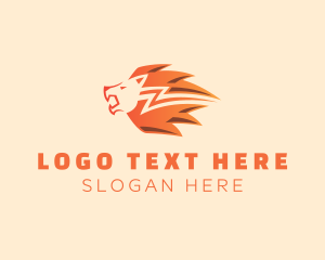 Fast - Lightning Bolt Lion logo design