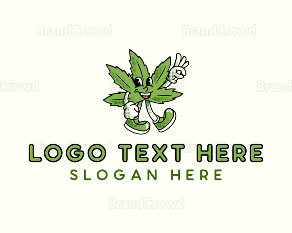 Cannabis Leaf Character Logo