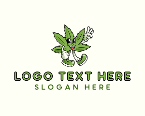 Herbal - Cannabis Leaf Character logo design