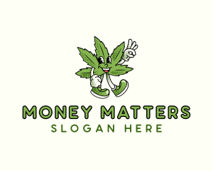 Cannabis Leaf Character Logo
