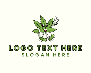 Cannabis Leaf Character Logo