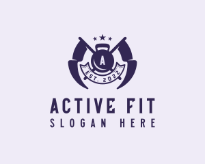 Kettlebell Fitness Gym Flag logo design