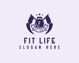 Kettlebell Fitness Gym Flag logo design