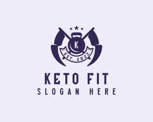 Kettlebell Fitness Gym Flag logo design