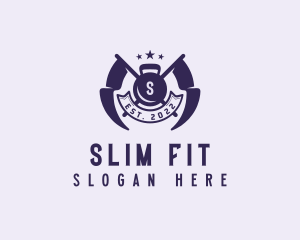 Kettlebell Fitness Gym Flag logo design