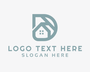 Blue And Gray - Gray Home Realty Letter D logo design