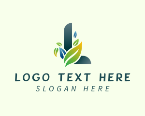 Alphabet - Letter L Leaf Herb logo design