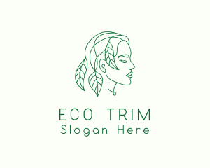 Natural Eco Woman Face logo design