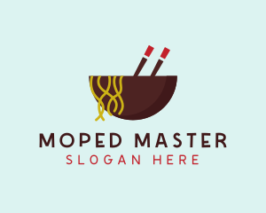 Oriental Noodle Bowl Chopsticks logo design