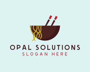 Oriental Noodle Bowl Chopsticks logo design