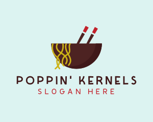 Oriental Noodle Bowl Chopsticks logo design