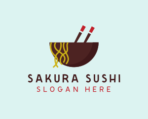 Oriental Noodle Bowl Chopsticks logo design