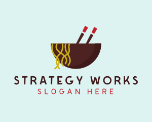 Oriental Noodle Bowl Chopsticks logo design