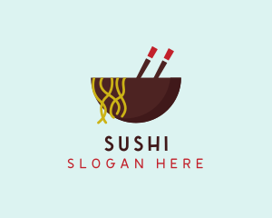 Oriental Noodle Bowl Chopsticks logo design