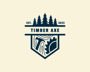 Hammer Saw Tree Logging logo design