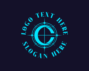 Tarot - Blue Compass Letter C logo design