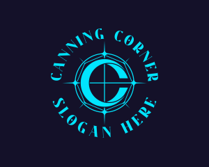 Blue Compass Letter C logo design