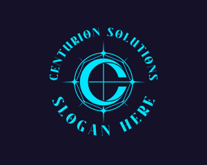 Blue Compass Letter C logo design