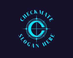 Blue Compass Letter C logo design