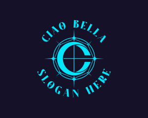 Blue Compass Letter C logo design