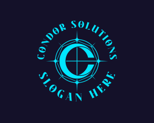 Blue Compass Letter C logo design