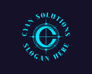 Blue Compass Letter C logo design